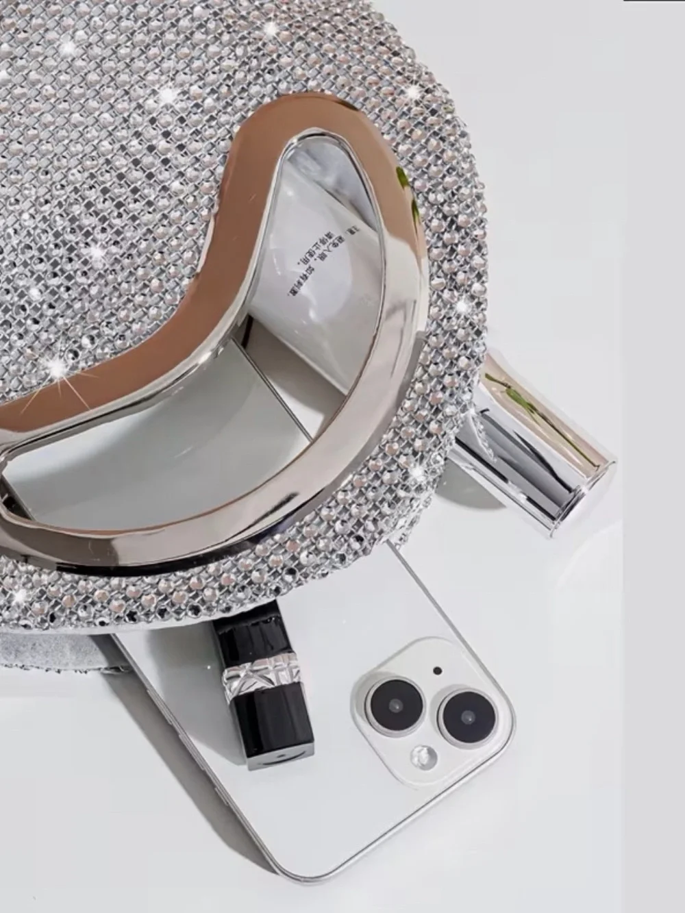Silver Crystal Evening Bag - Women's Sparkle Clutch